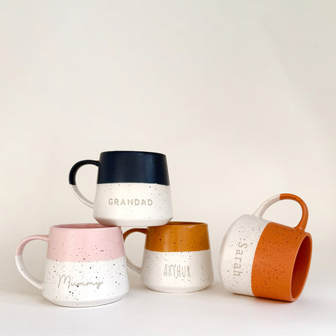 Personalised Engraved 2-Tone Flecked Mug - Dusty Pink