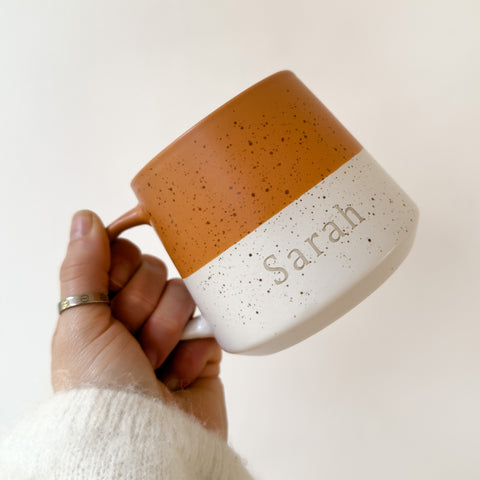 Personalised Engraved 2-Tone Flecked Mug - Burnt Orange