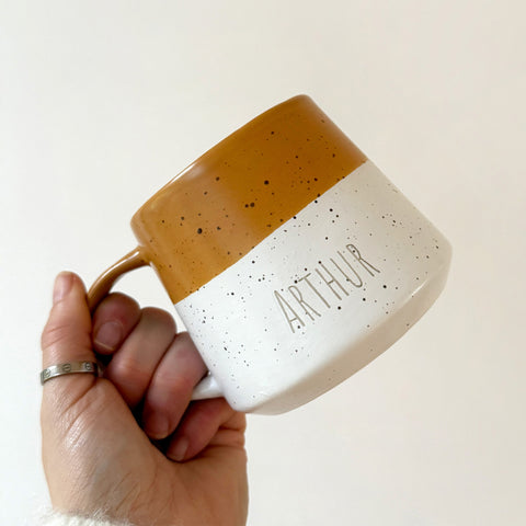 Personalised Engraved 2-Tone Flecked Mug - Mustard