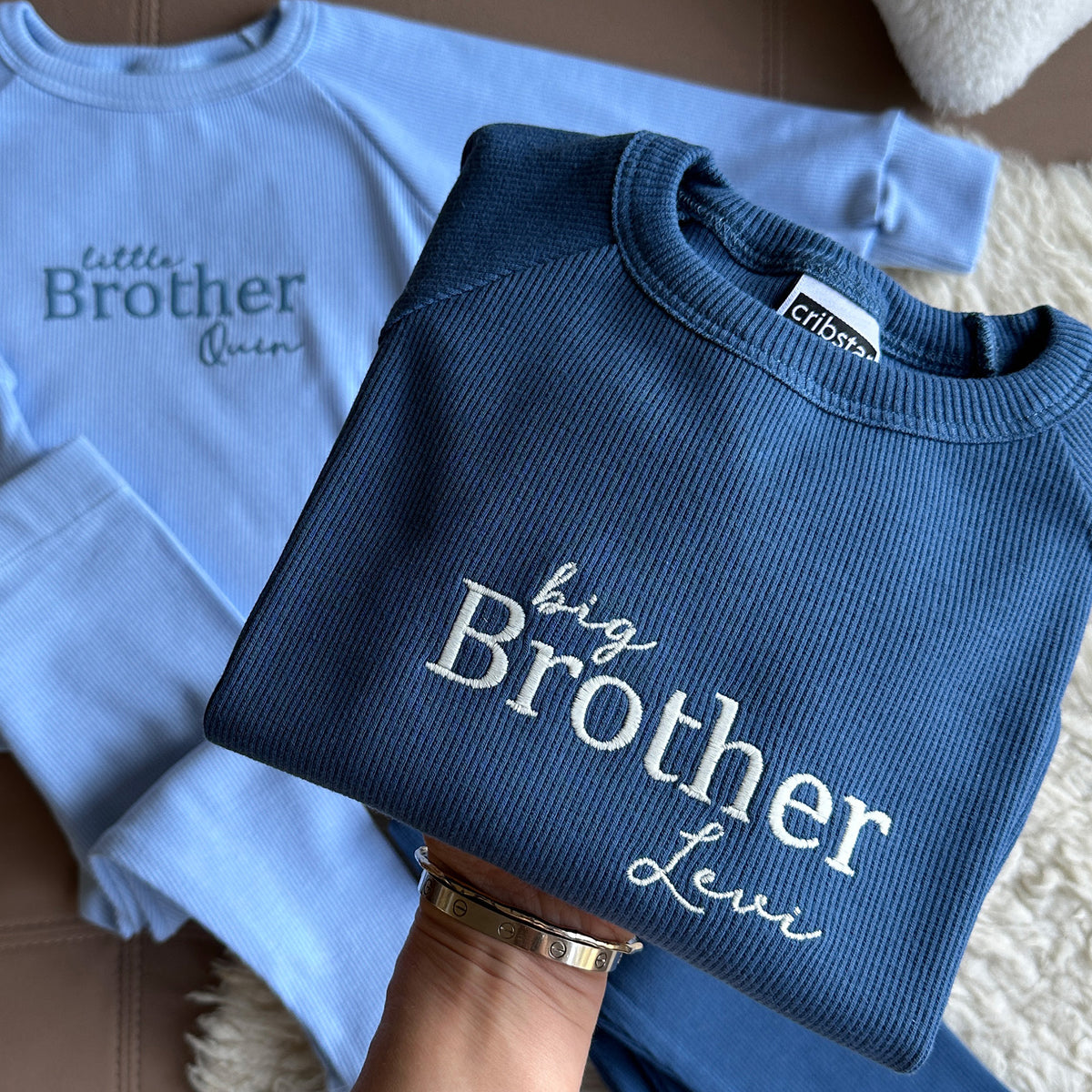 Big/Little Brother Personlaised Ribbed Set