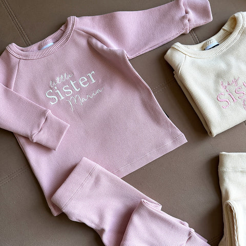 Big/Little Sister Personlaised Ribbed Set