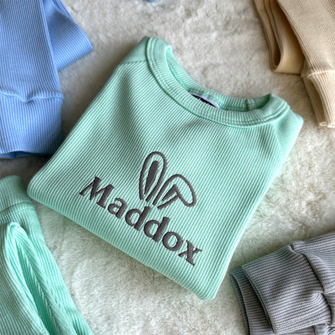 Big Bunny Ears Personalised Ribbed Set