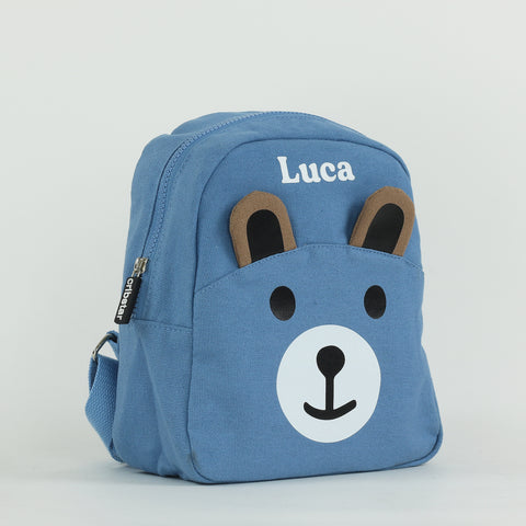 Canvas Teddy Toddler Backpack - Blue