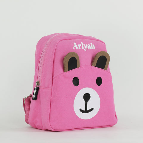 Canvas Teddy Toddler Backpack - Pink