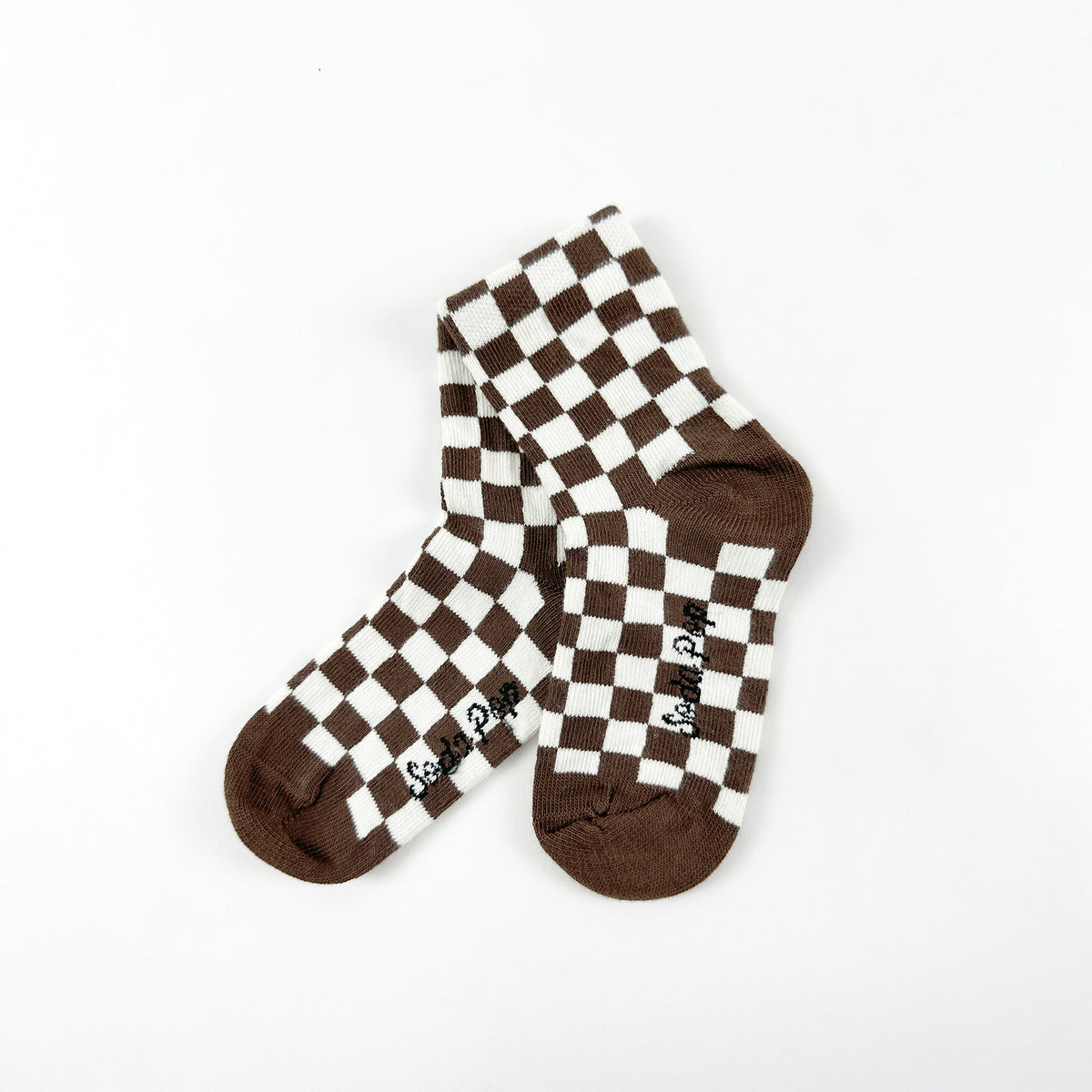 Kids Chequered Socks - Brown/Ivory