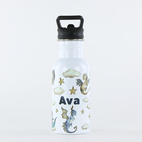 Personalised Single Wall Pookie Water Bottle - 500ml - Dragons