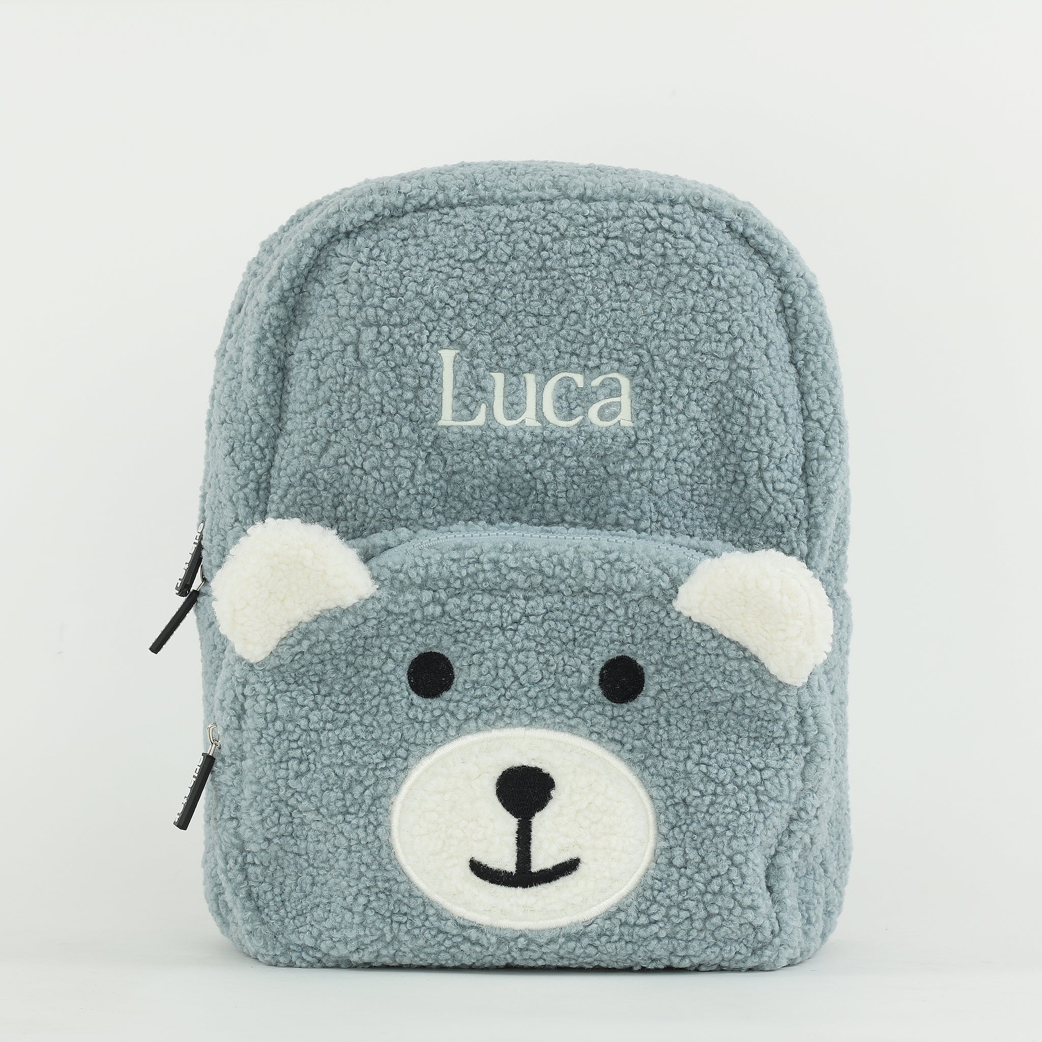 Fluffy Teddy Kids Backpack - Dusty Blue