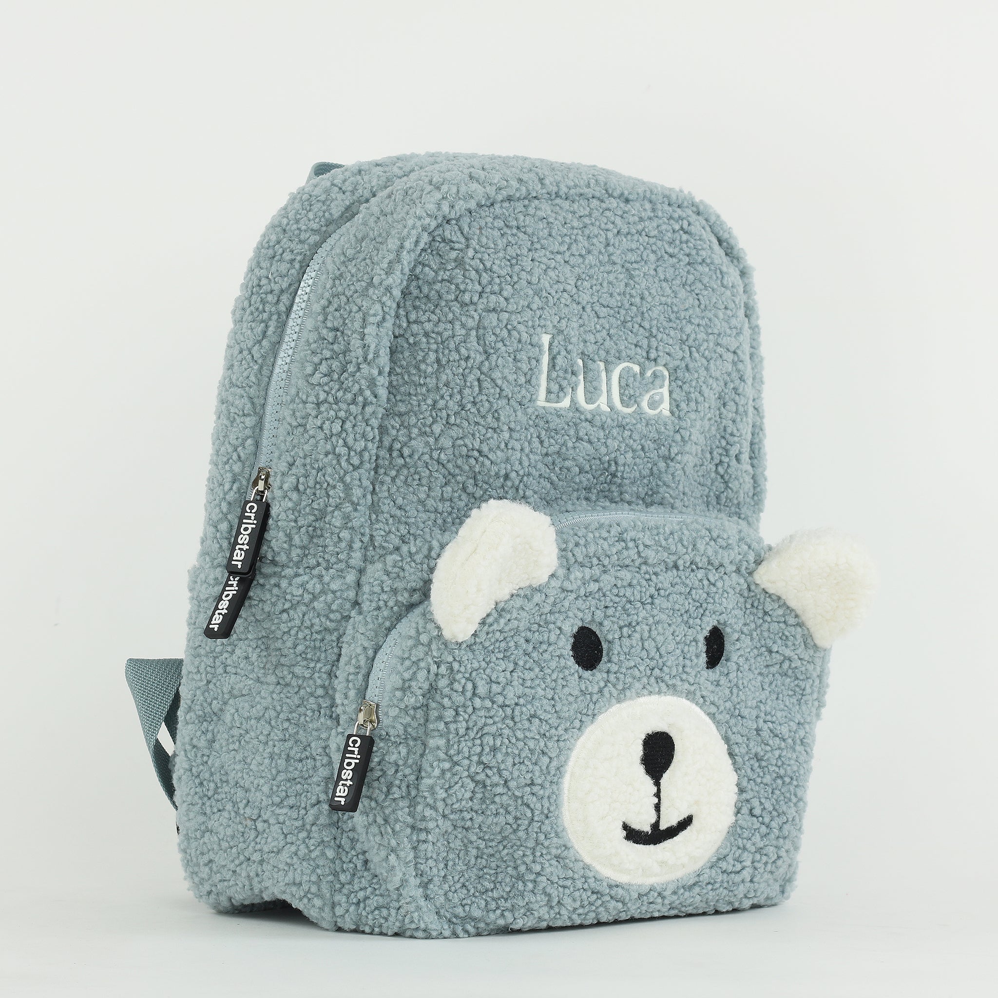 Fluffy Teddy Kids Backpack - Dusty Blue