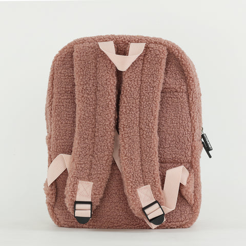 Fluffy Teddy Kids Backpack - Dusty Pink