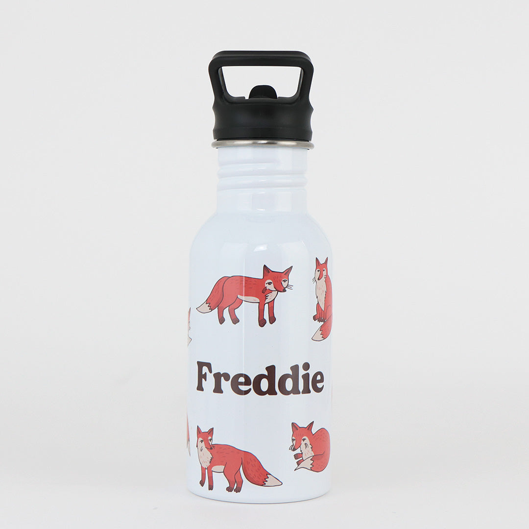 Personalised Single Wall Pookie Water Bottle - 500ml - Foxes