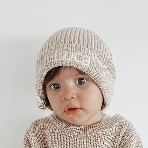 Knitted Beanie Hat - Hazelnut