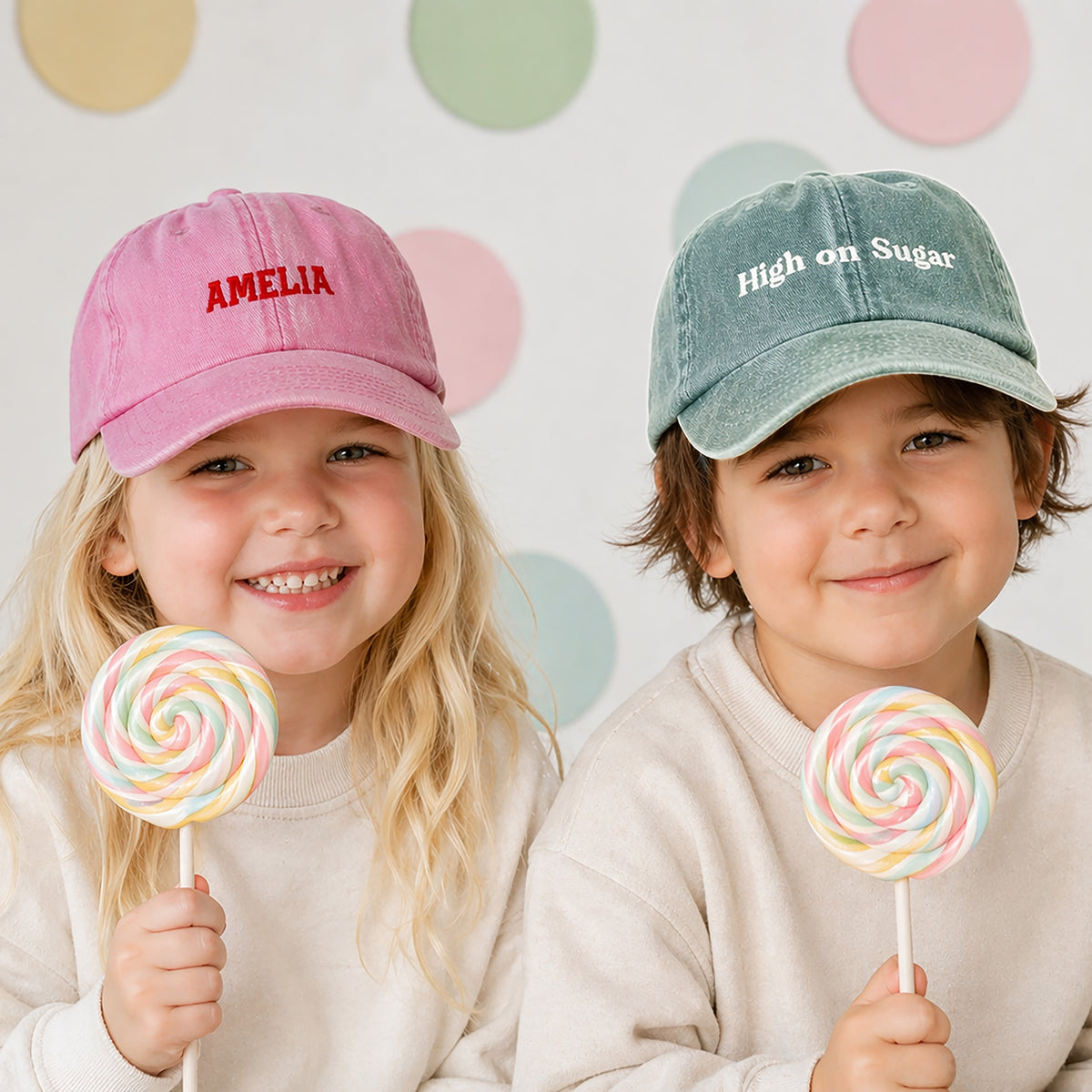 Kids Personalised Vintage Cap Custom Embroidered Name/Text