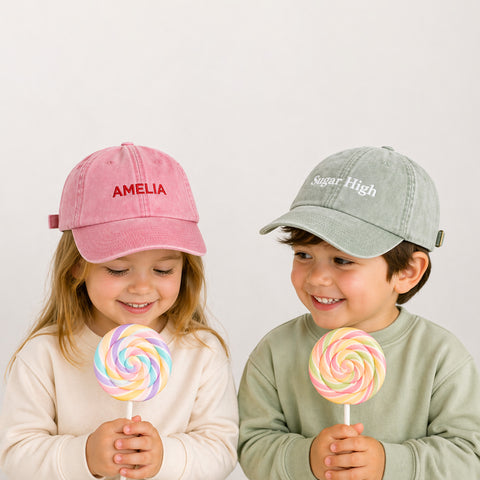 Kids Personalised Vintage Cap Custom Embroidered Name/Text