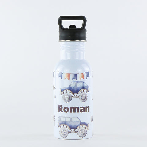 Personalised Single Wall Pookie Water Bottle - 500ml - Monster Trucks
