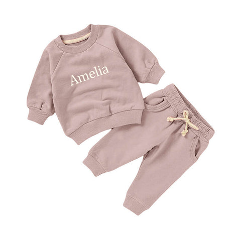 Organic Cotton Personalised Tracksuit - Dusty Pink