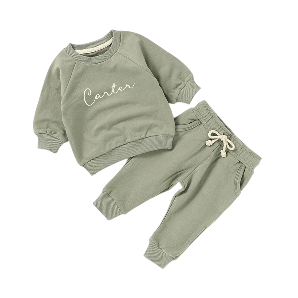Organic Cotton Personalised Tracksuit - Sage
