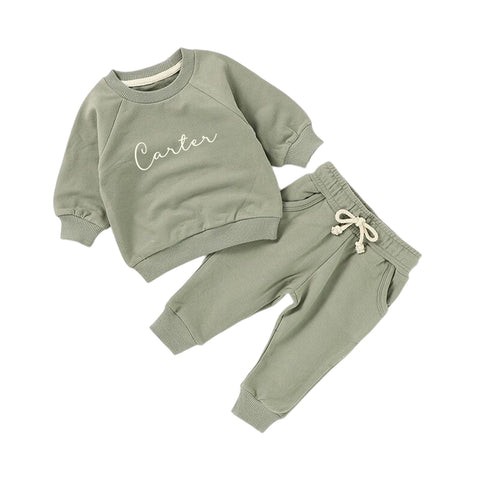Organic Cotton Personalised Tracksuit - Sage