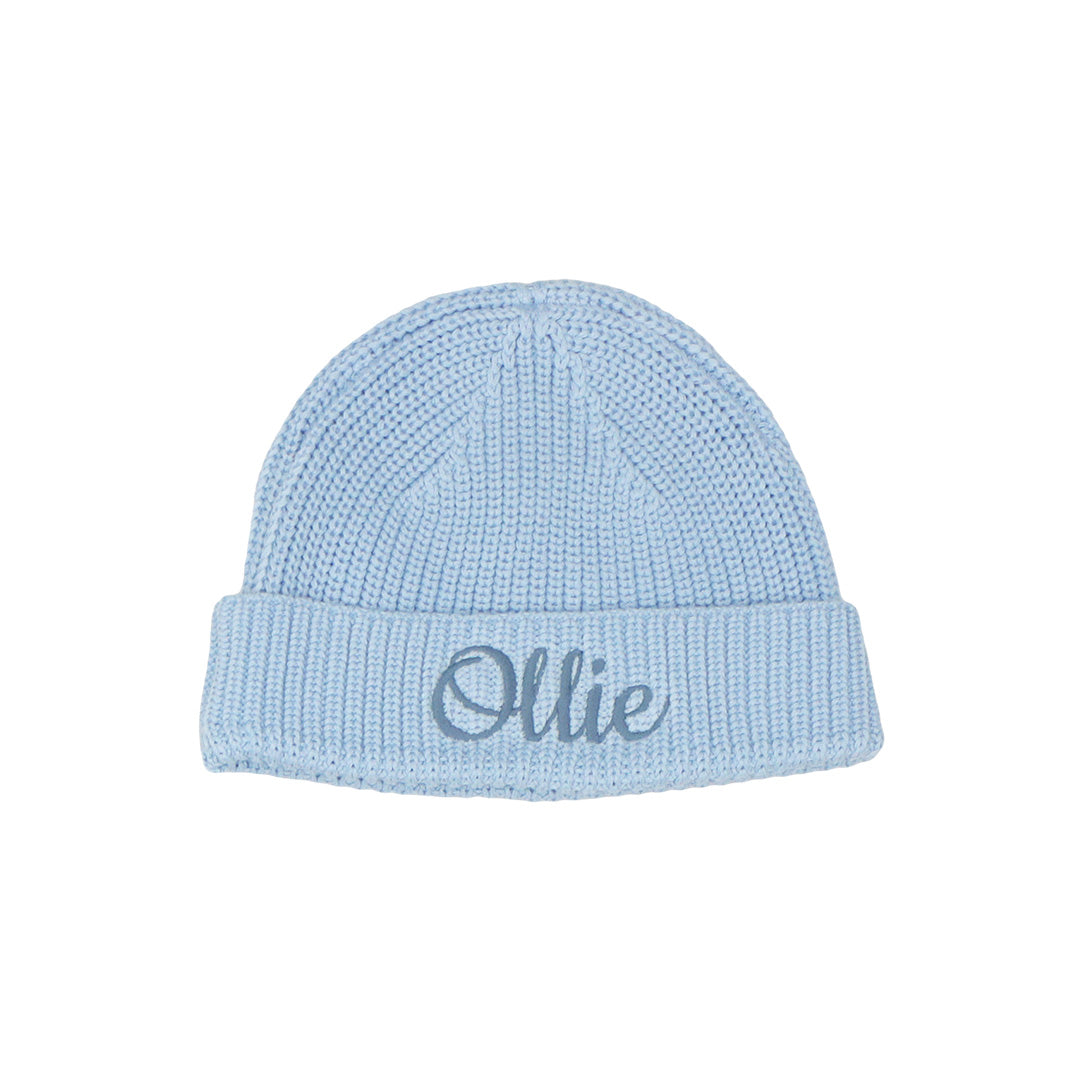 Knitted Beanie Hat - Pastel Blue