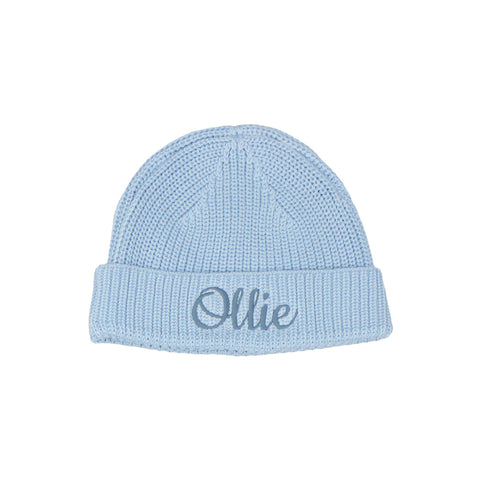 Knitted Beanie Hat - Pastel Blue