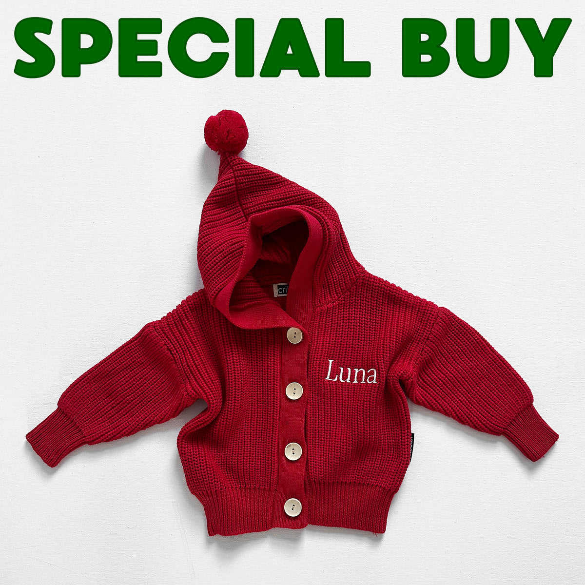 Knitted Hoodie - Red - SPECIAL BUY