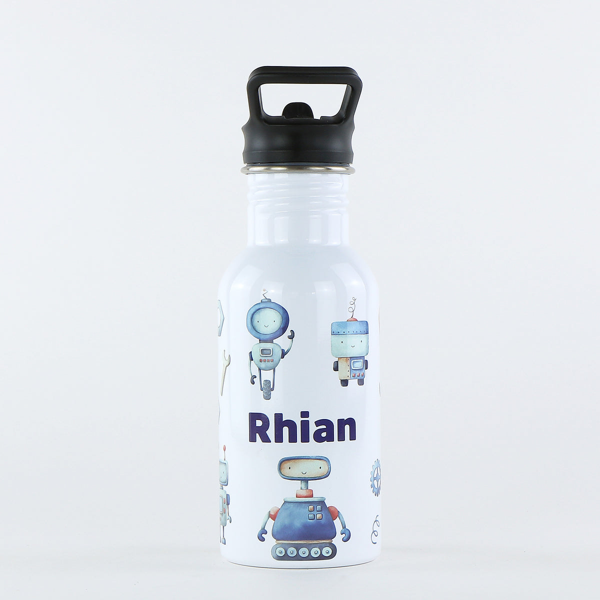 Personalised Single Wall Pookie Water Bottle - 500ml - Robots