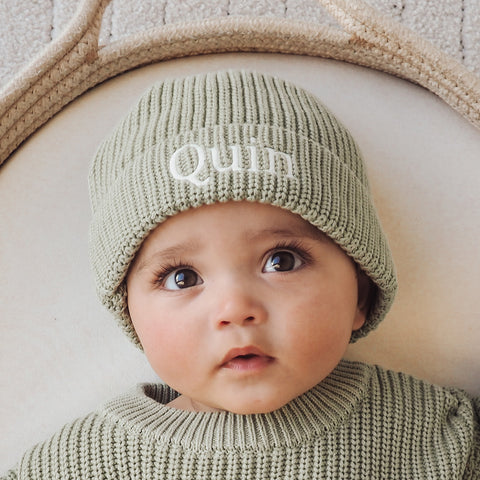Knitted Beanie Hat - Sage