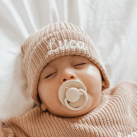 Knitted Beanie Hat - Toffee