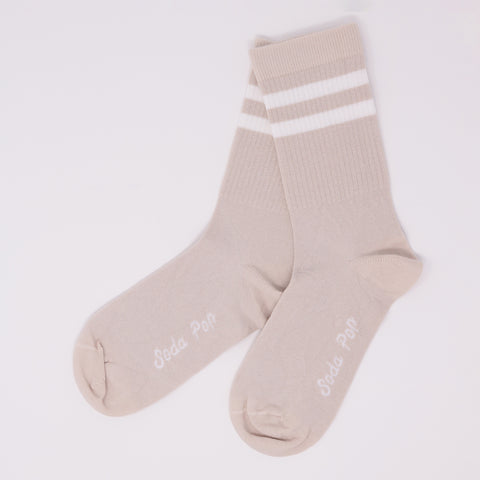 Adults Unisex Vintage Sporty Socks - Oatmeal