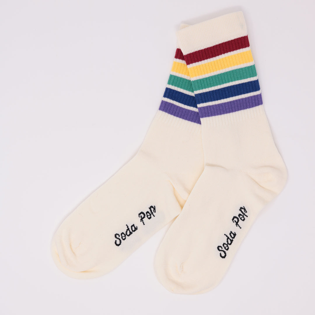 Adults Unisex Vintage Sporty Socks - Rainbow