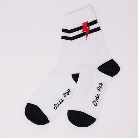 Adults Unisex Vintage Sporty Socks - Red Bolt