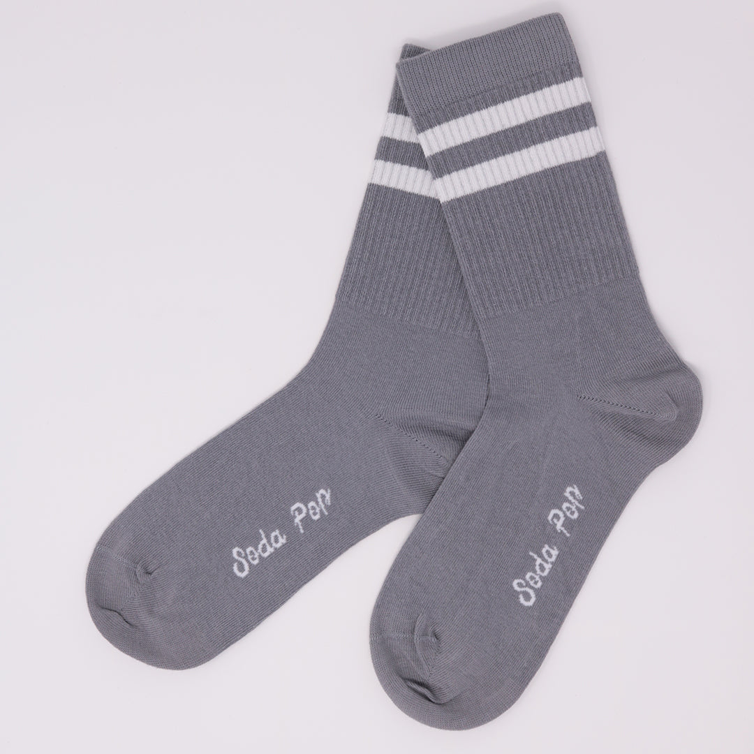 Adults Unisex Vintage Sporty Socks - Steel Grey