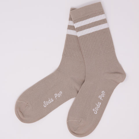 Adults Unisex Vintage Sporty Socks - Warm Grey