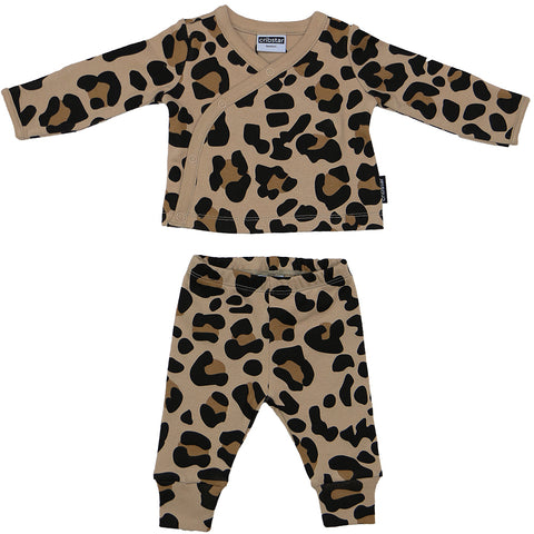 Beige Leopard Baby Kimono Set