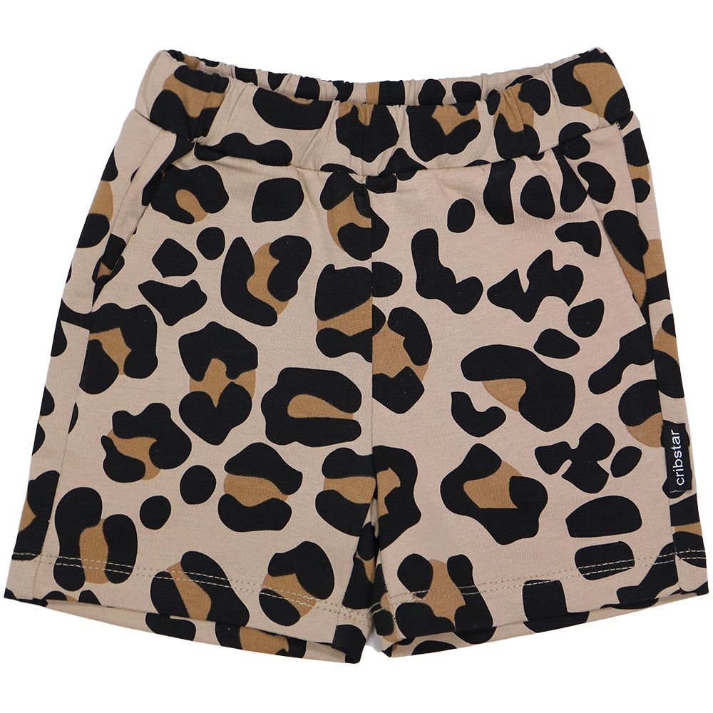 Beige Leopard Shorts