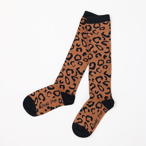 Brown Leopard Kids Knee High Socks