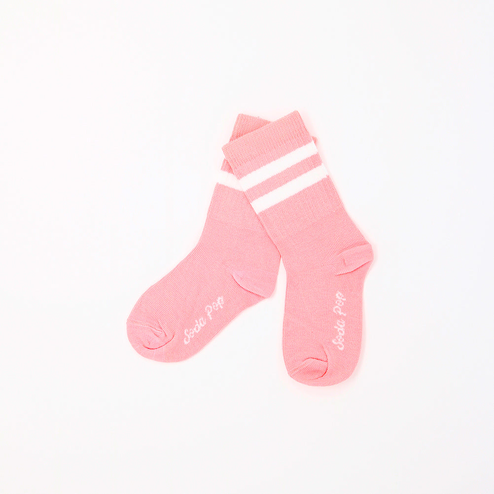 Coral Pink Vintage Sporty Kids Socks