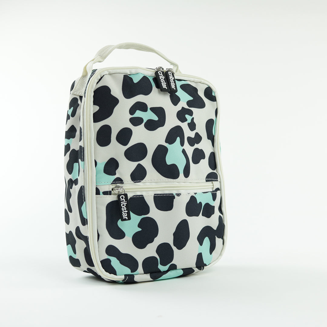 Printed Lunch Bag - Grey/Mint Leopard