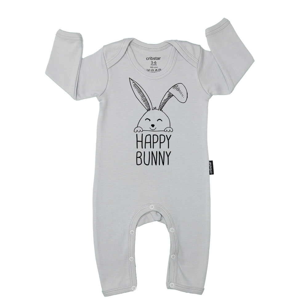 Happy Bunny Motif Baby Romper