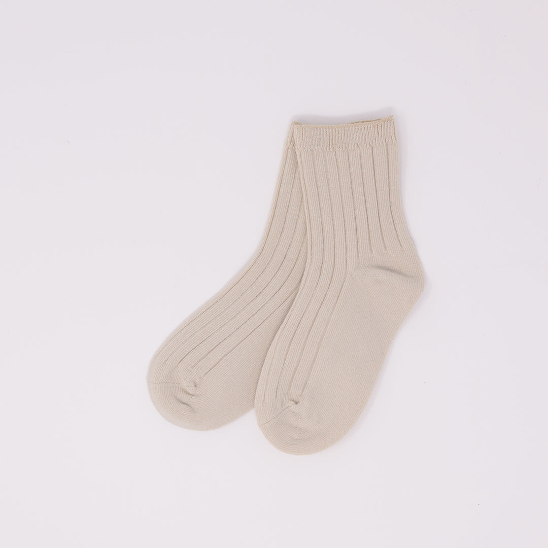 Kids Ribbed Socks - Stone