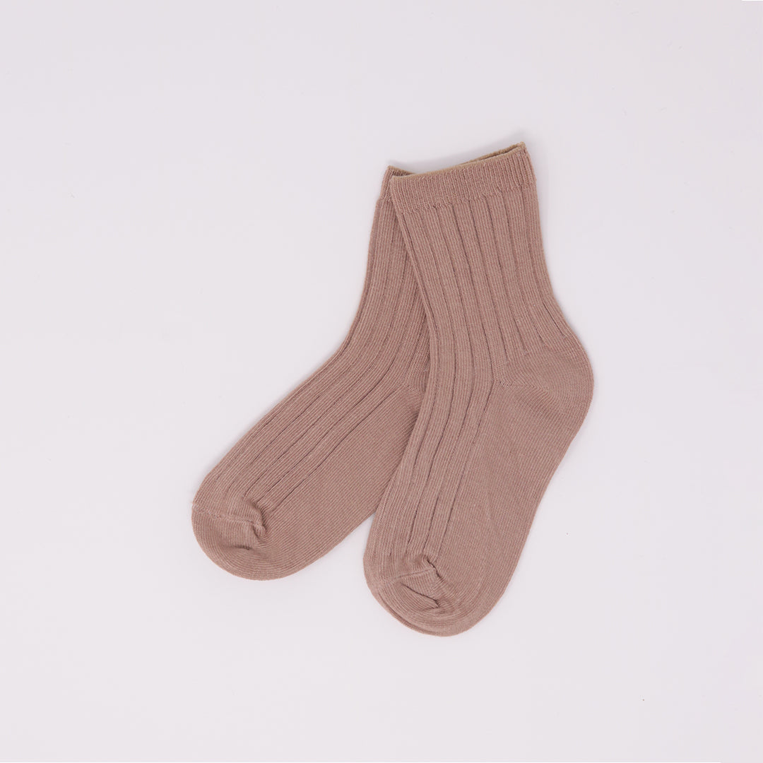 Kids Ribbed Socks - Mocha