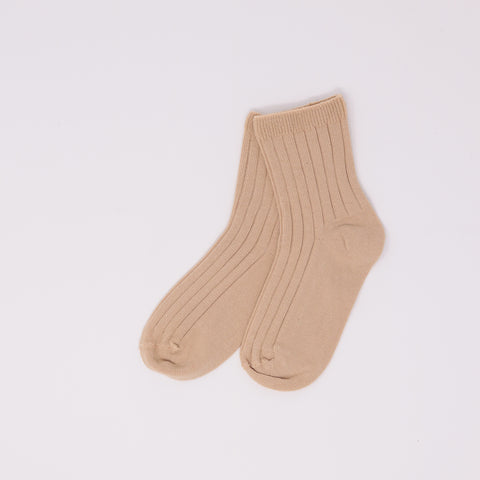 Kids Ribbed Socks - Peanut