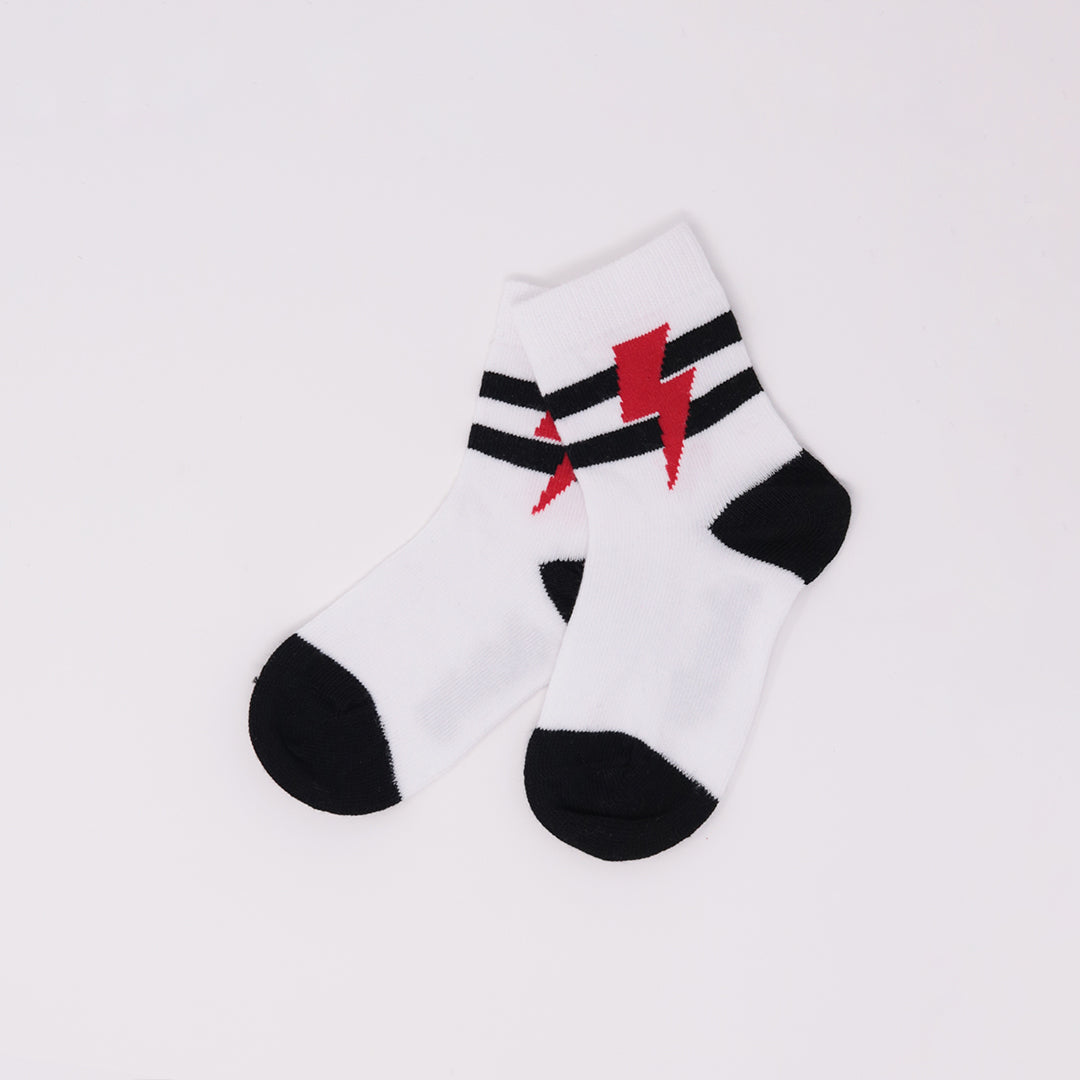 Kids Vintage Sporty Socks - Red Bolt