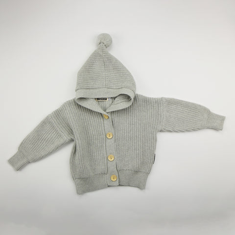 Knitted Hoodie - Marl Grey