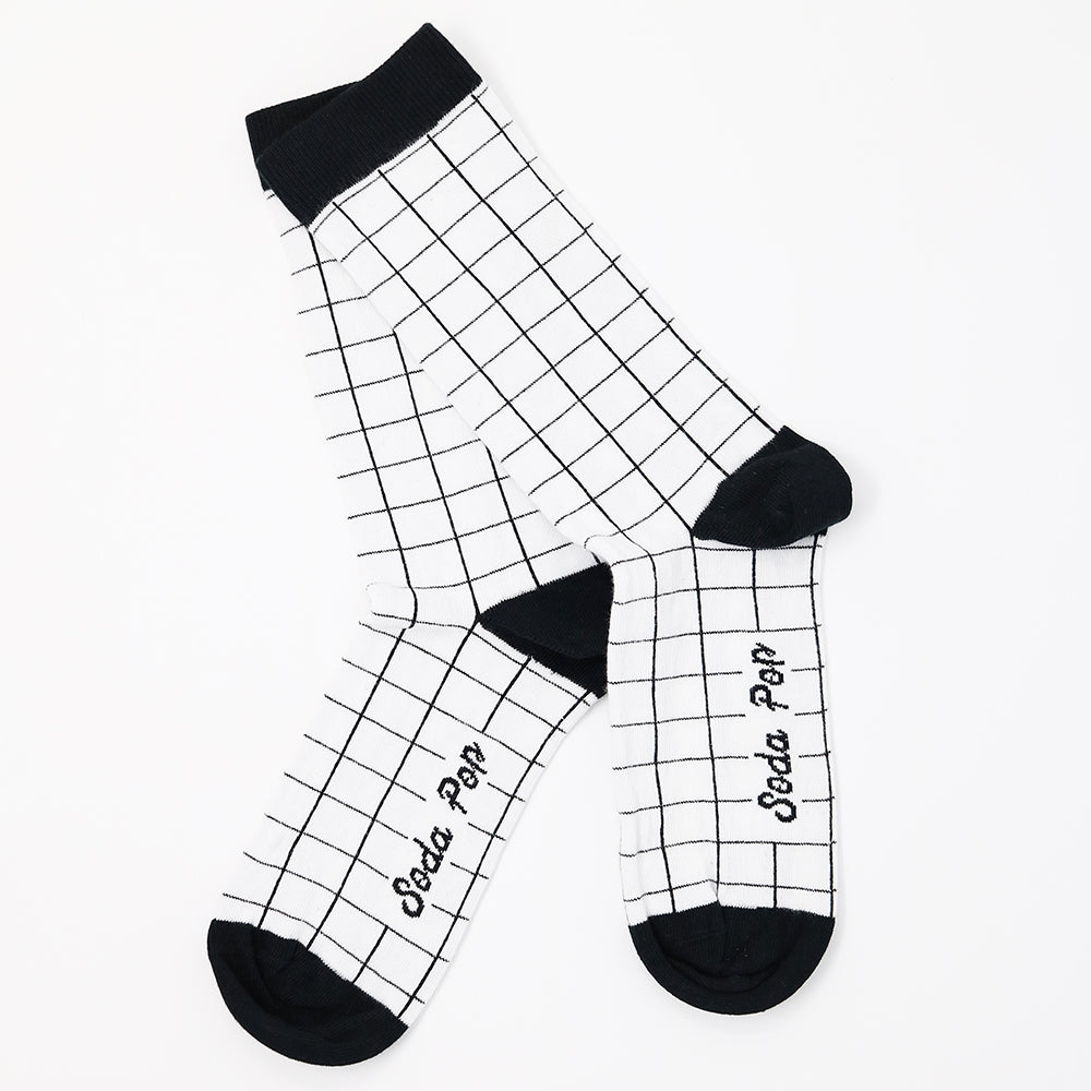 Adults Unisex Mono Grid Socks