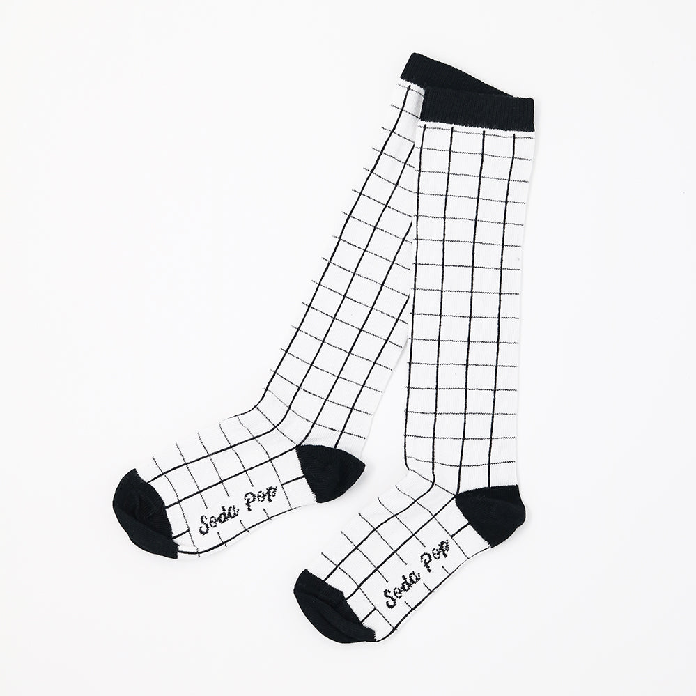 Mono Grid Kids Knee High Socks