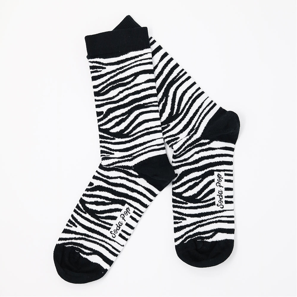 Adults Unisex Mono Zebra Socks