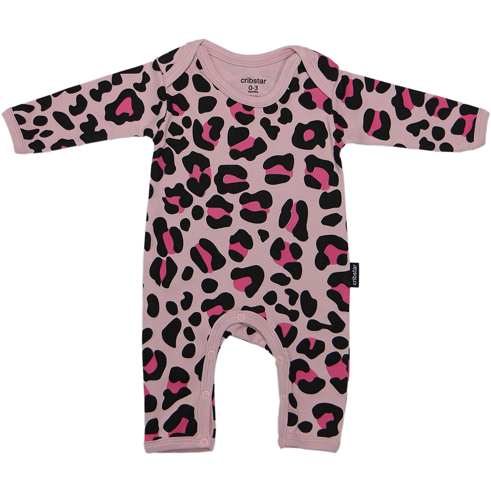 Pink/Pink Leopard Baby Romper