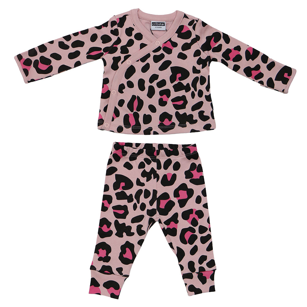 Pink Leopard Baby Kimono Set