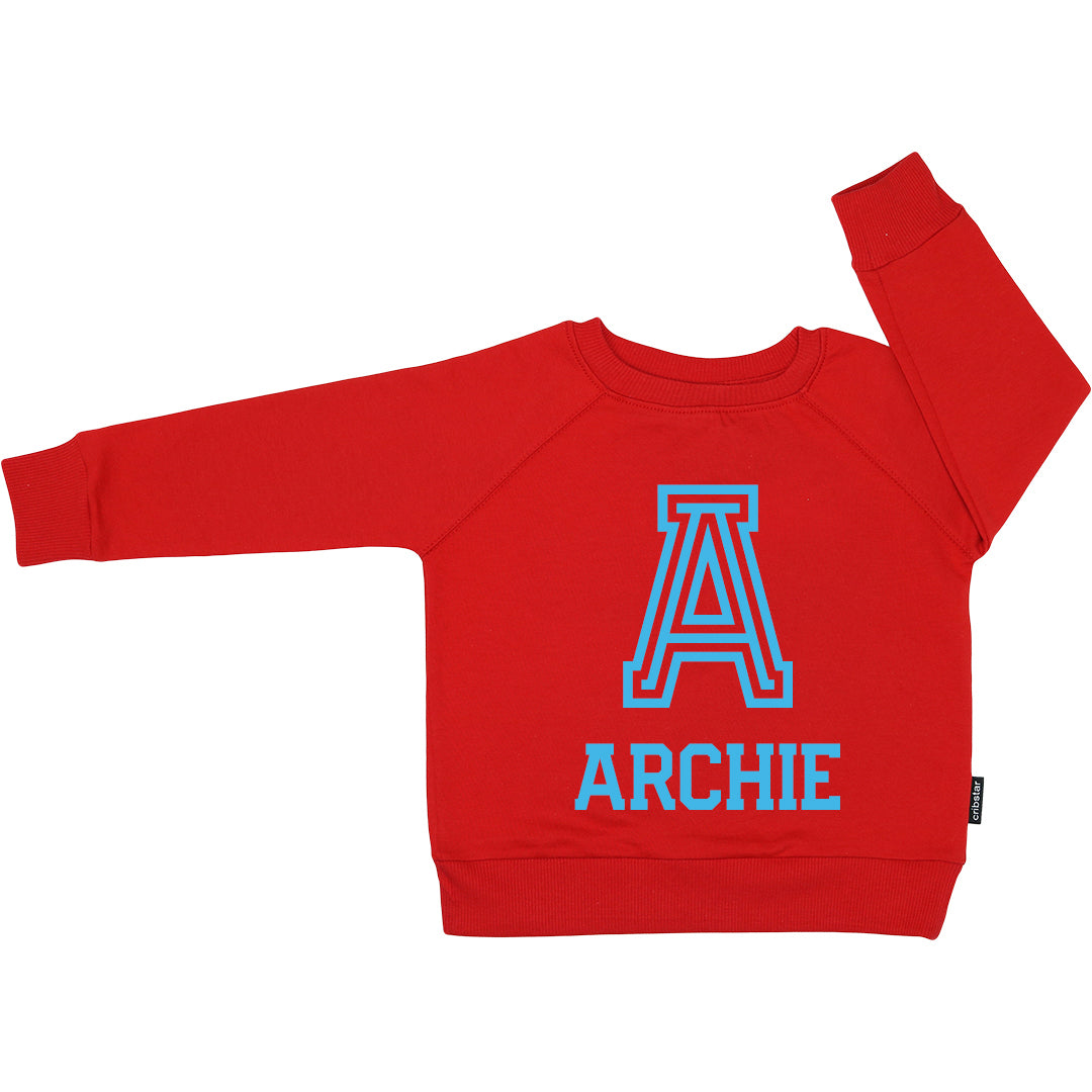 Personalised Varsity Letter and Name Sweatshirt