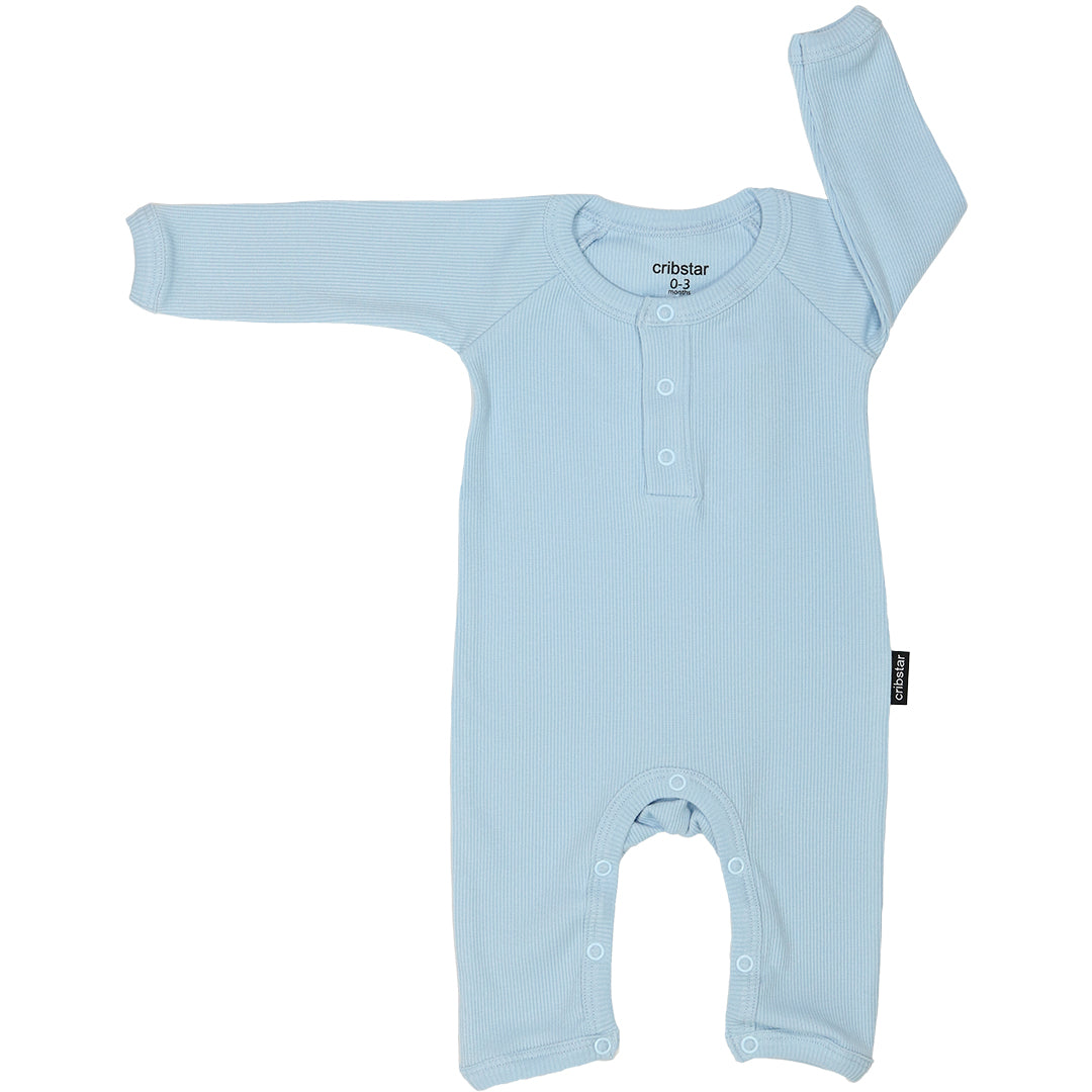 Ribbed Baby Romper - Baby Blue